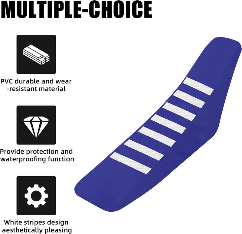 BAOUFF Dirt Bike Seat Cover,Universal Motorcycle Cushion Grip Guard for Most Dirtbike Ebike Like YZ TTR WR PW 50 80 85 125 250-Blue - Image 2